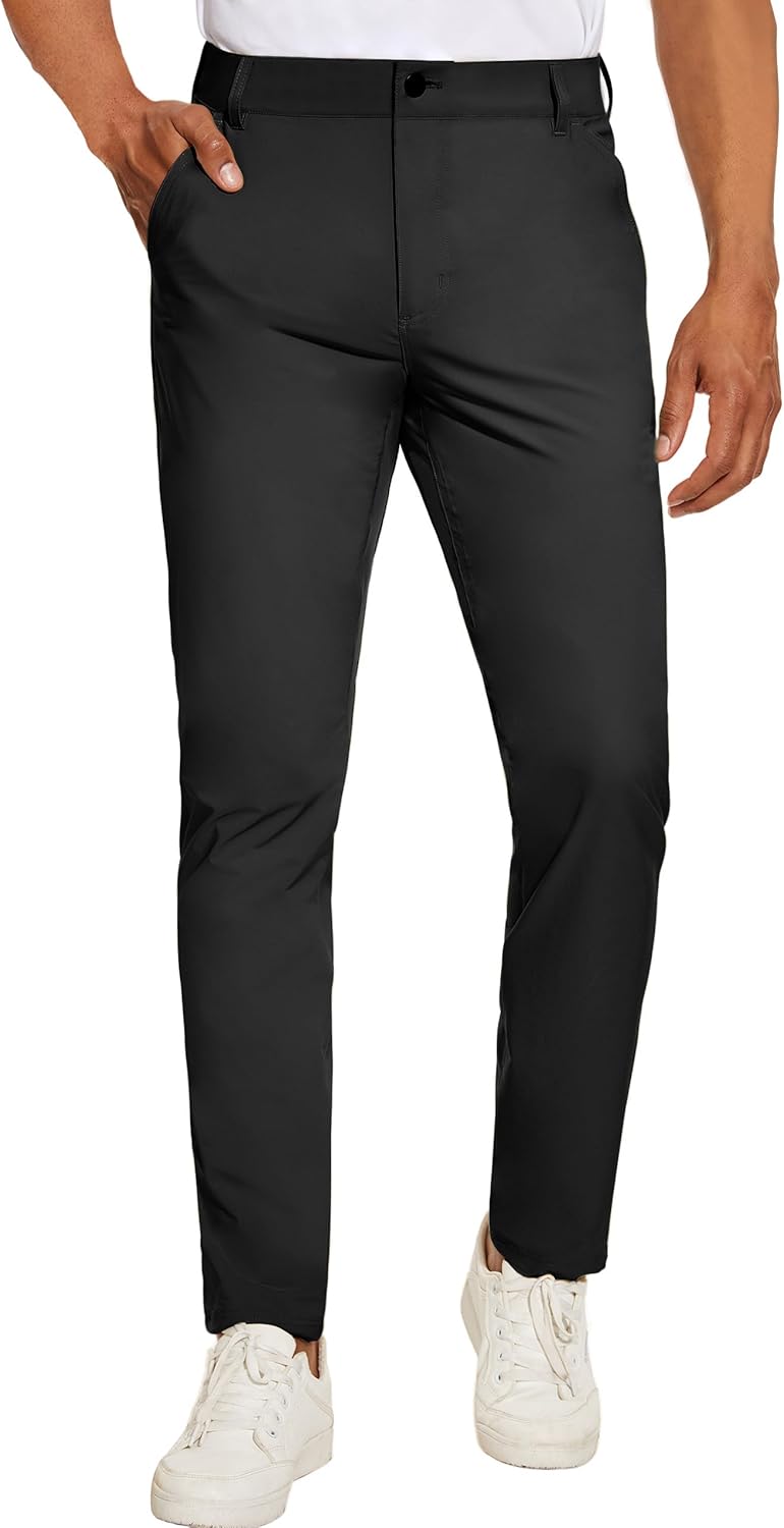 Puli Men's Golf Pants Stretch Slim Fit Lightweight Waterproof Casual Hiking Work Pants with Pockets, Black / 38 Puli Men's Golf Pants Stretch Slim Fit Lightweight Waterproof Casual Hiking Work Pants with Pockets, Black / 38