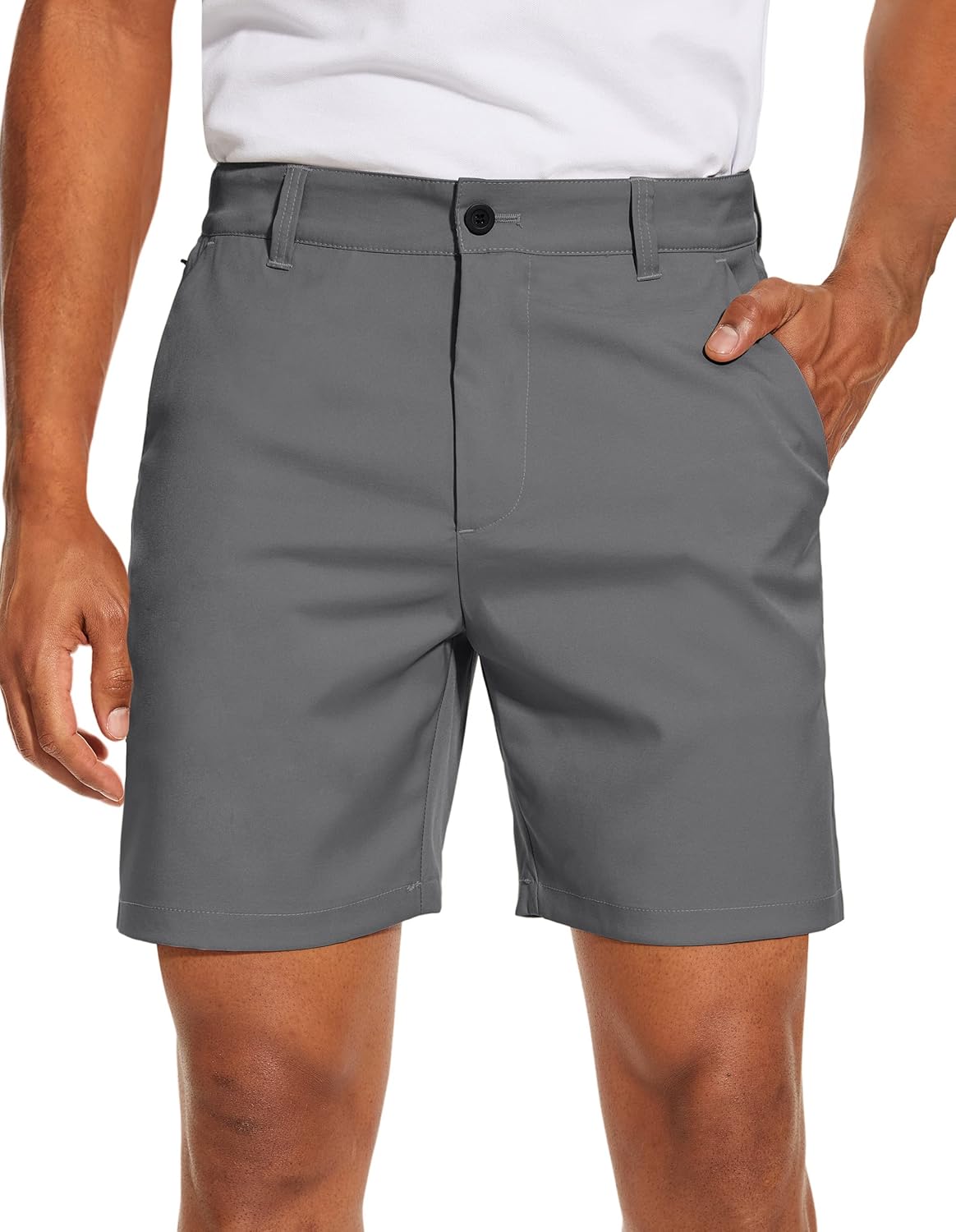 open lace back dress Puli Men's 10" Golf Shorts Dress Casual Summer Flat Front Lightweight Travel Short with Pockets, Dark Gray / 34