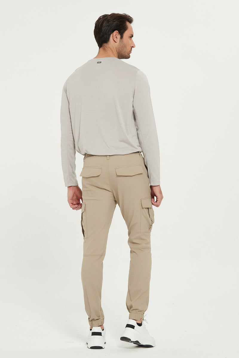 Men Cargo Pants Slim Fit Stretch Jogger Waterproof Outdoor Trousers with 6 Pockets by PULI