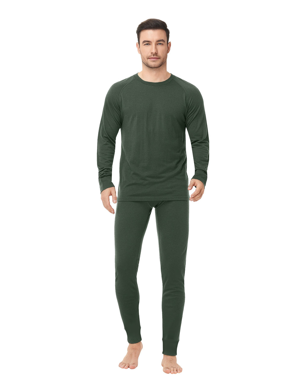 Woolcano Men’s 260g Merino Wool Base Layer Set Lightweight Thermal Underwear