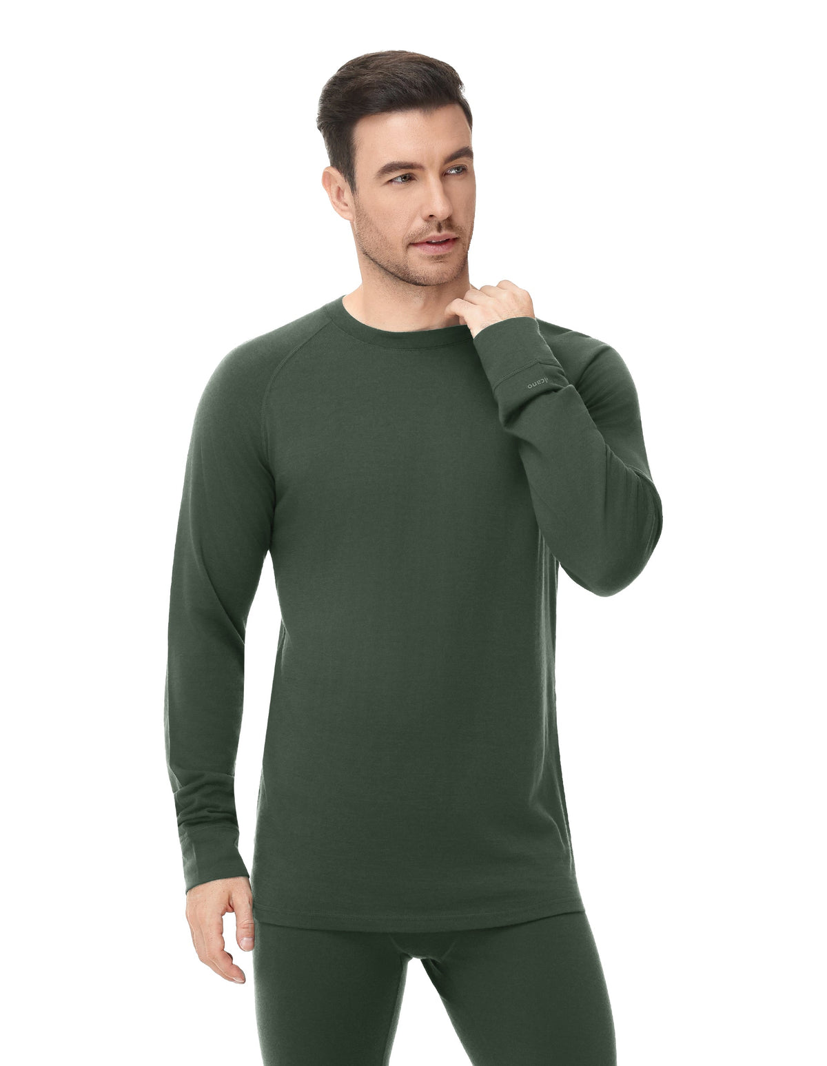 Woolcano Men’s 190g Merino Wool Base Layer Shirt Lightweight Thermal Underwear Top