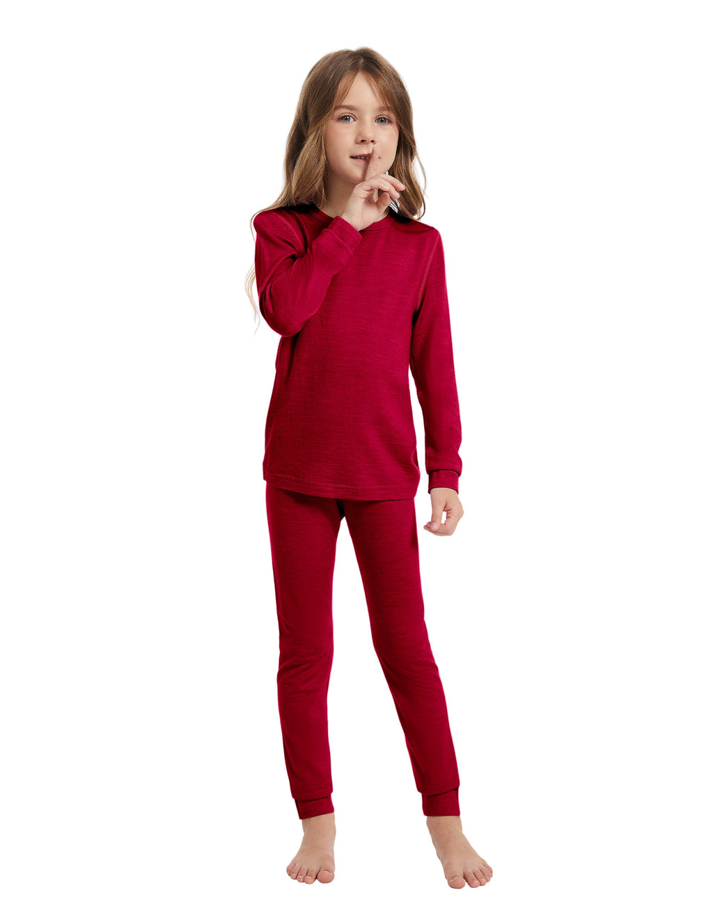 Woolcano Kid's 190g Merino Wool Unisex Base Layer Set Lightweight Thermal Underwear