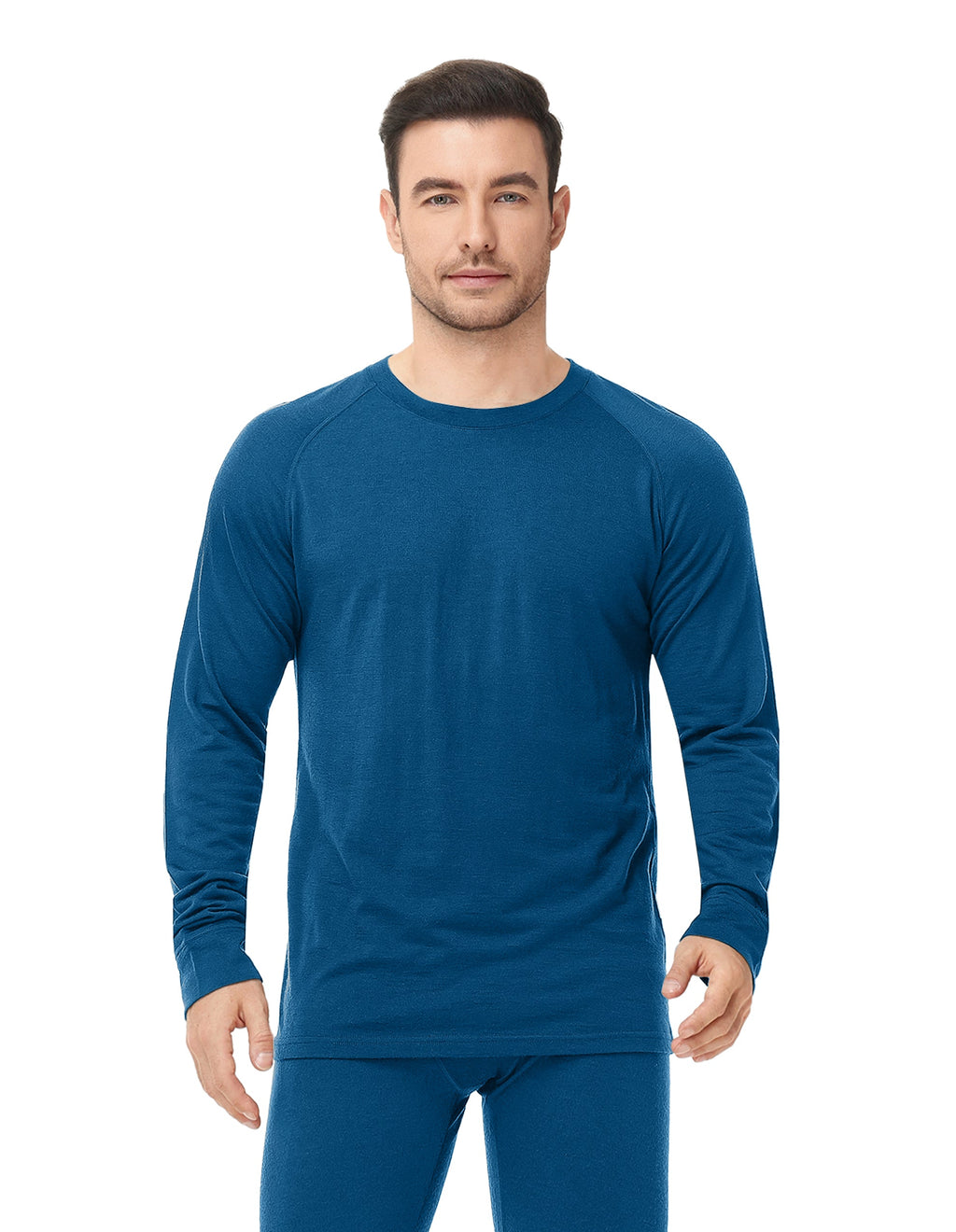 Woolcano Men’s 260g Merino Wool Base Layer Top Lightweight Thermal Underwear Shirt