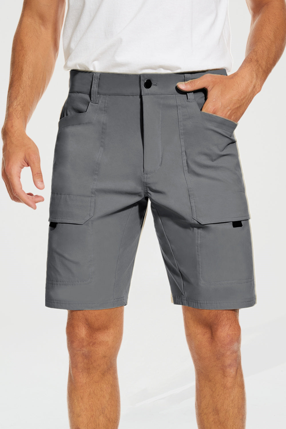 HSMQHJWE Mens Sweat Shorts With Pockets Tearaway Shorts Male Fashion Casual  Solid Color Multi Pocket Zipper Buckle Outdoor Shorts Tooling Shorts 10  Memory Foam 