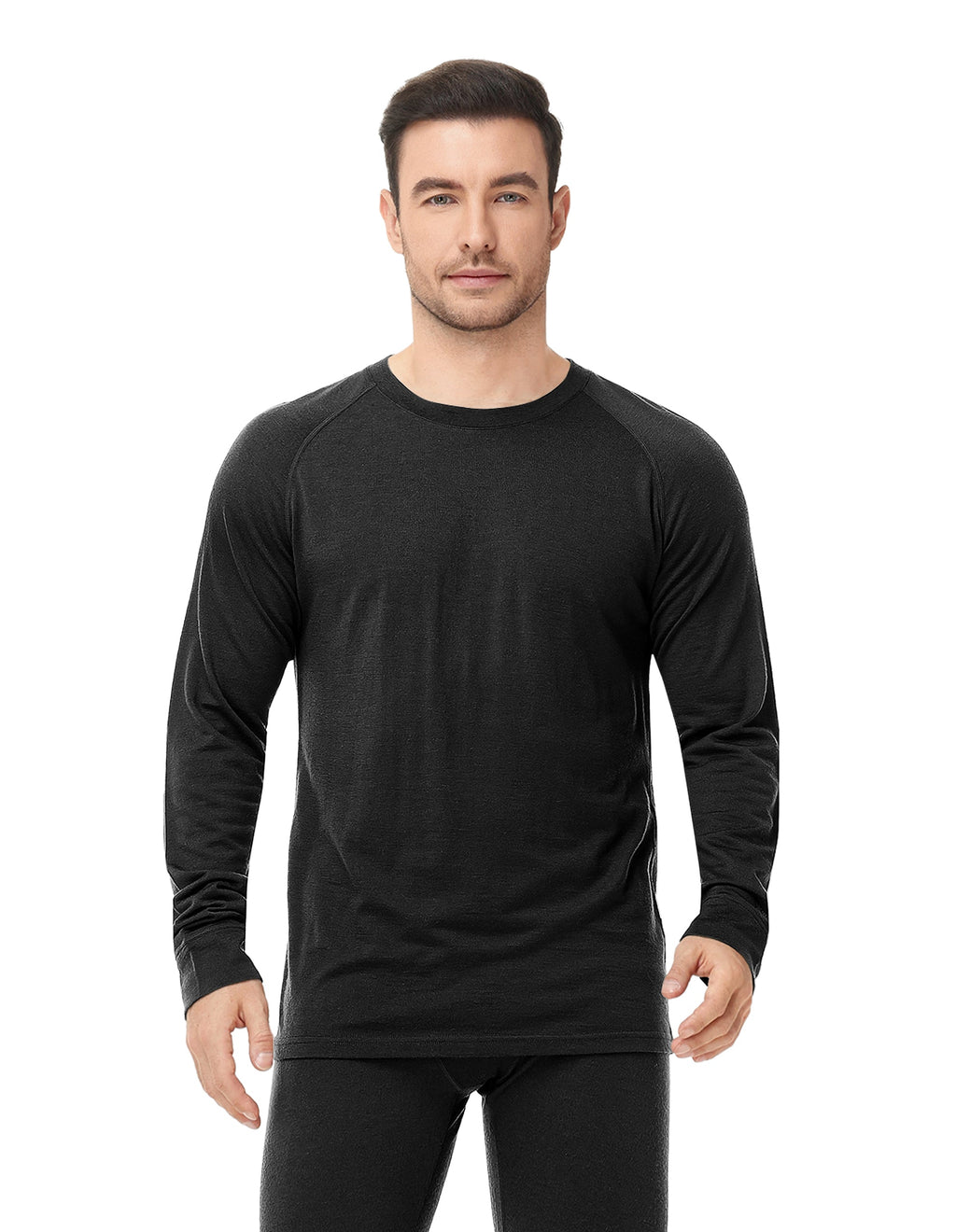 Woolcano Men’s 260g Merino Wool Base Layer Top Lightweight Thermal Underwear Shirt
