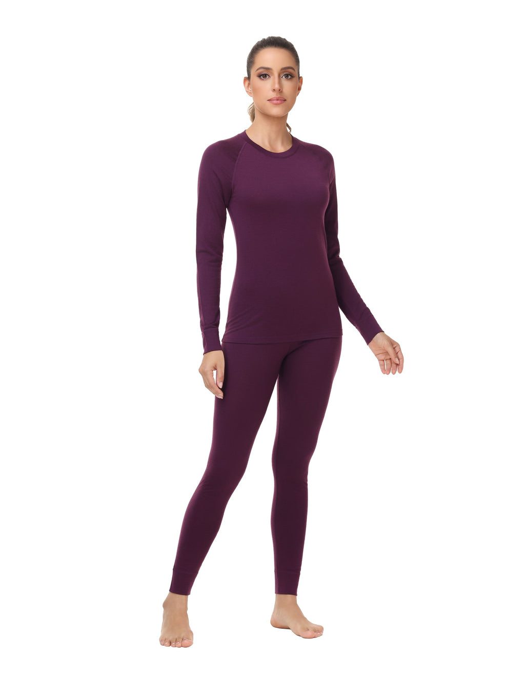 Woolcano Women's 190g Merino Wool Base Layer Set Lightweight Thermal Underwear