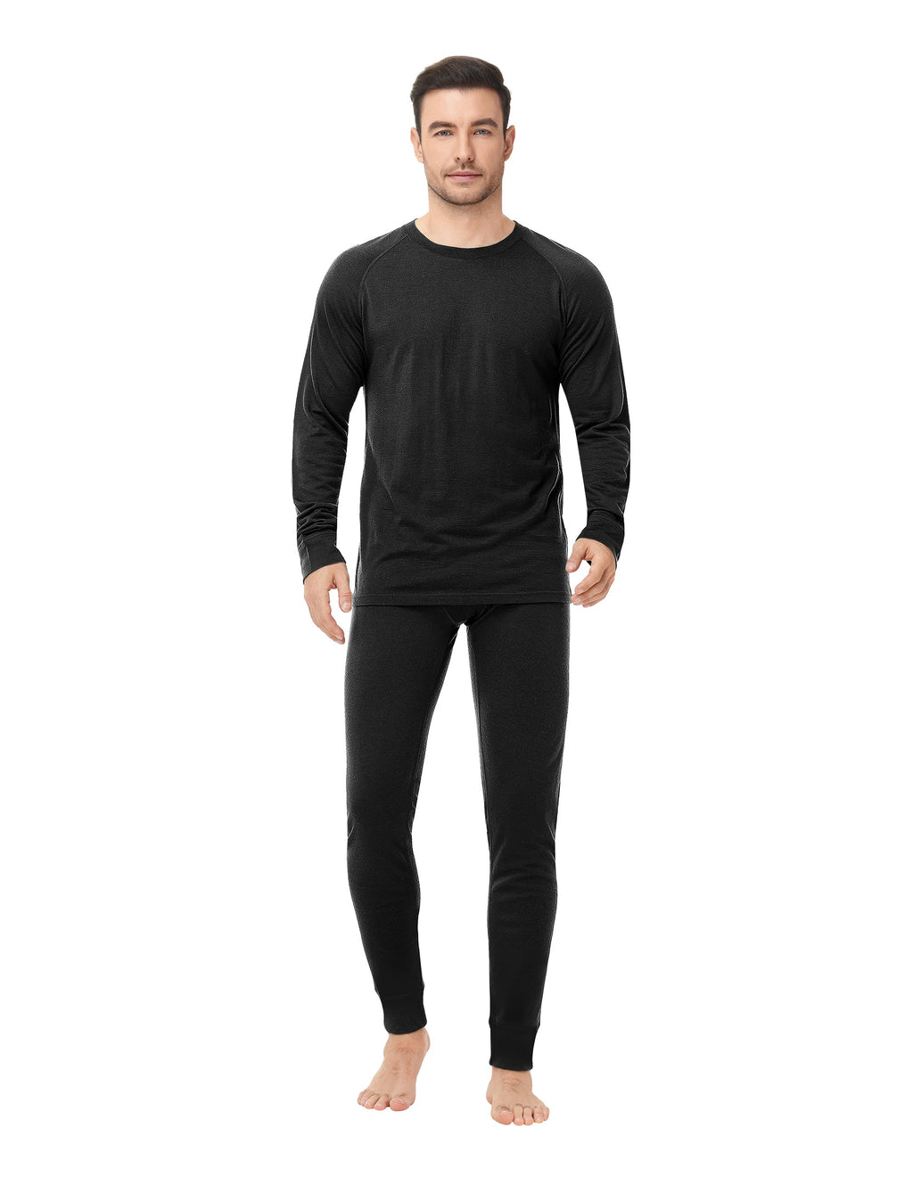 Woolcano Men’s 260g Merino Wool Base Layer Set Lightweight Thermal Underwear