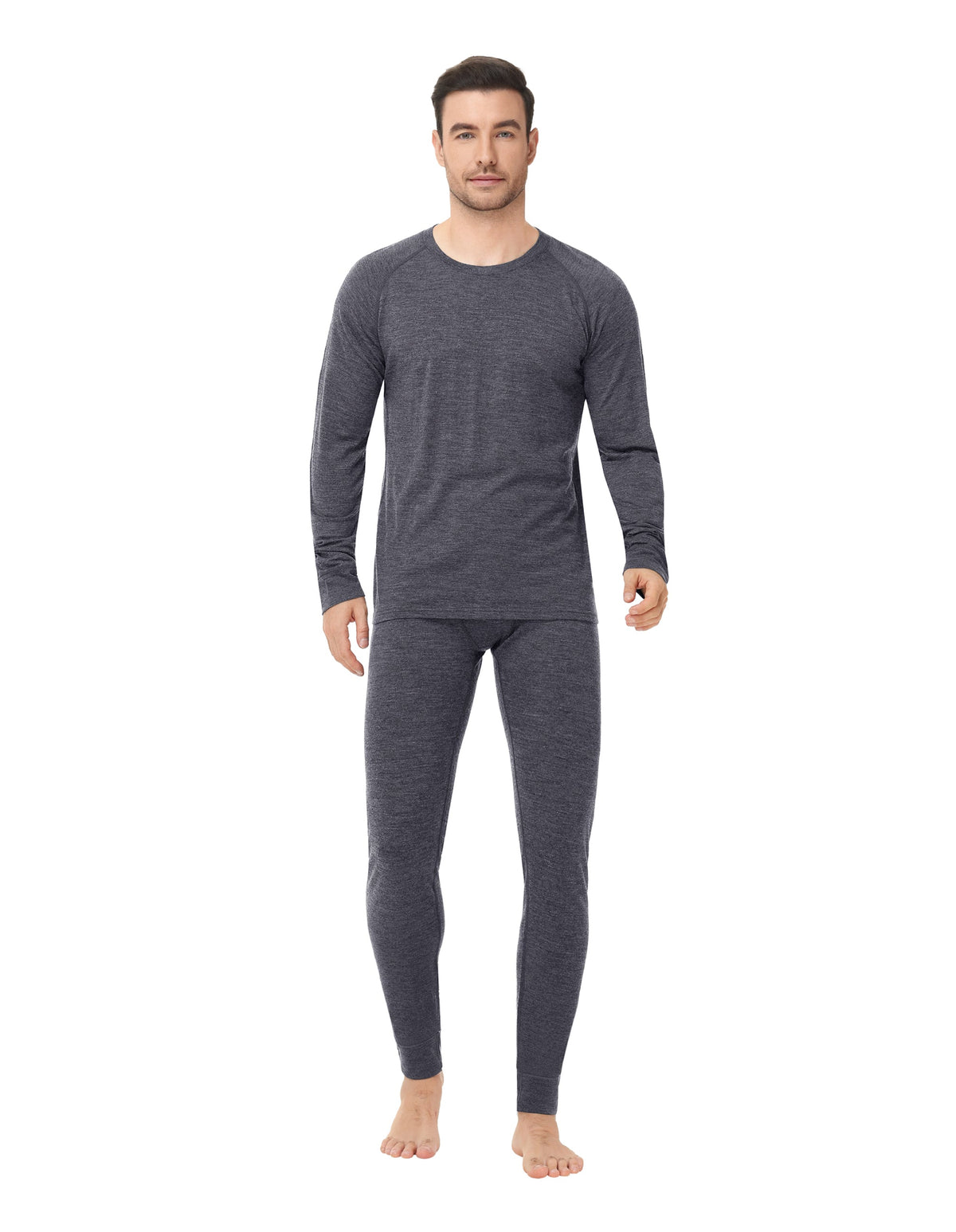 Woolcano Men’s 260g Merino Wool Base Layer Set Lightweight Thermal Underwear
