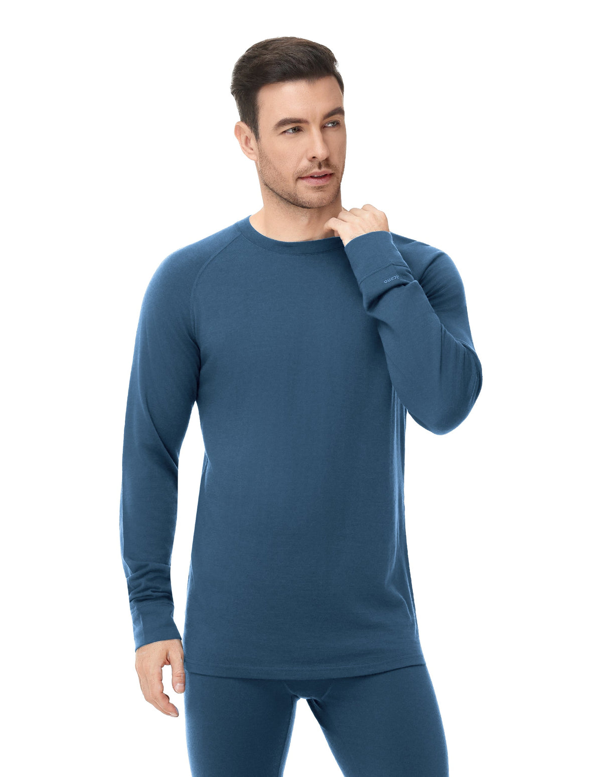 Woolcano Men’s 190g Merino Wool Base Layer Shirt Lightweight Thermal Underwear Top