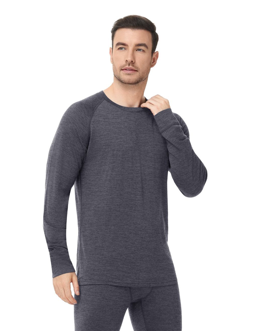 Woolcano Men’s 190g Merino Wool Base Layer Shirt Lightweight Thermal Underwear Top