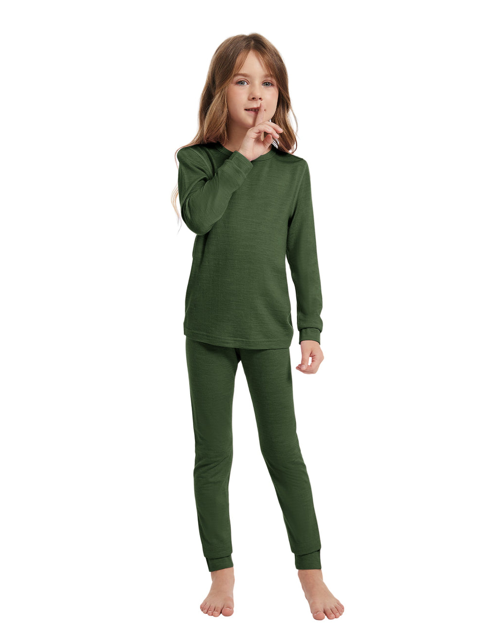 Woolcano Kid's 190g Merino Wool Unisex Base Layer Set Lightweight Thermal Underwear