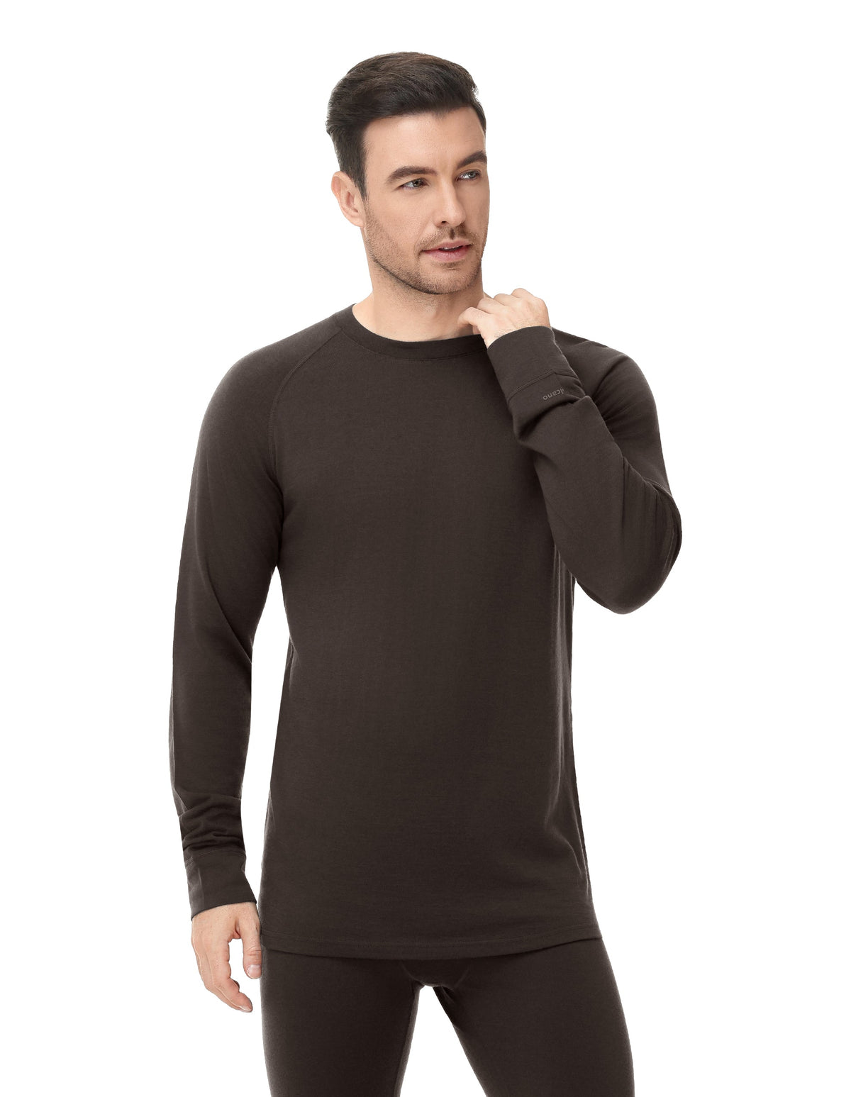Woolcano Men’s 190g Merino Wool Base Layer Shirt Lightweight Thermal Underwear Top