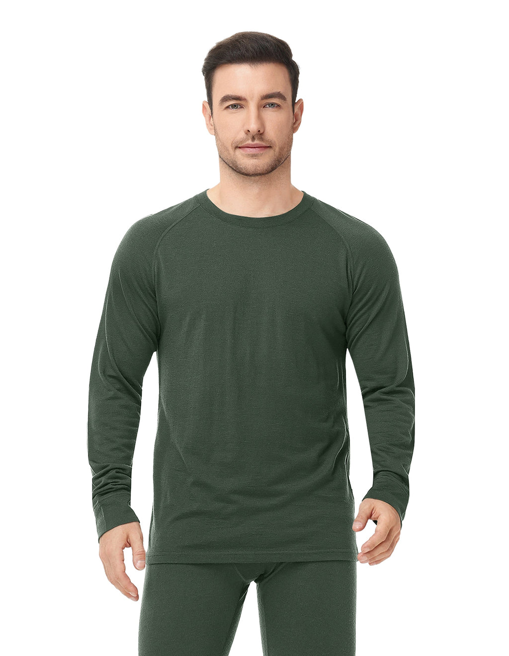 Woolcano Men’s 260g Merino Wool Base Layer Top Lightweight Thermal Underwear Shirt