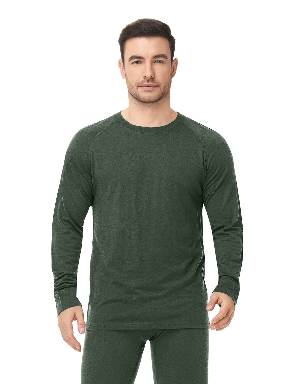 Woolcano Men’s 260g Merino Wool Base Layer Top Lightweight Thermal Underwear Shirt