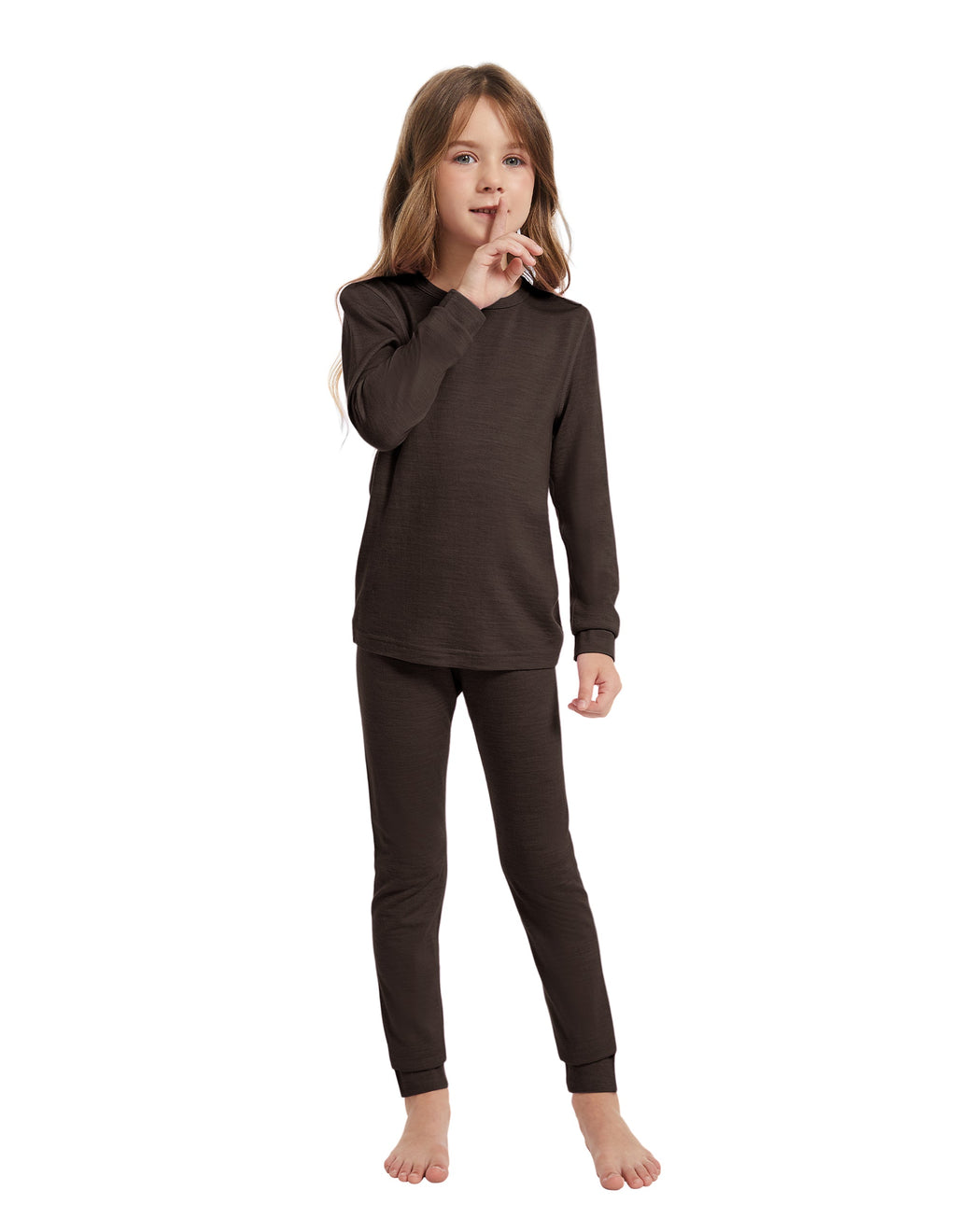 Woolcano Kid's 190g Merino Wool Unisex Base Layer Set Lightweight Thermal Underwear
