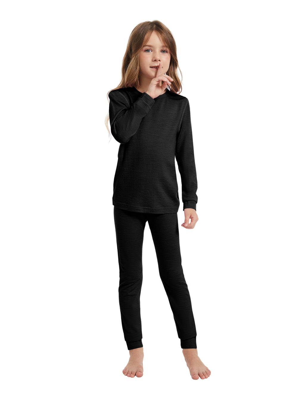 Woolcano Kid's 190g Merino Wool Unisex Base Layer Set Lightweight Thermal Underwear