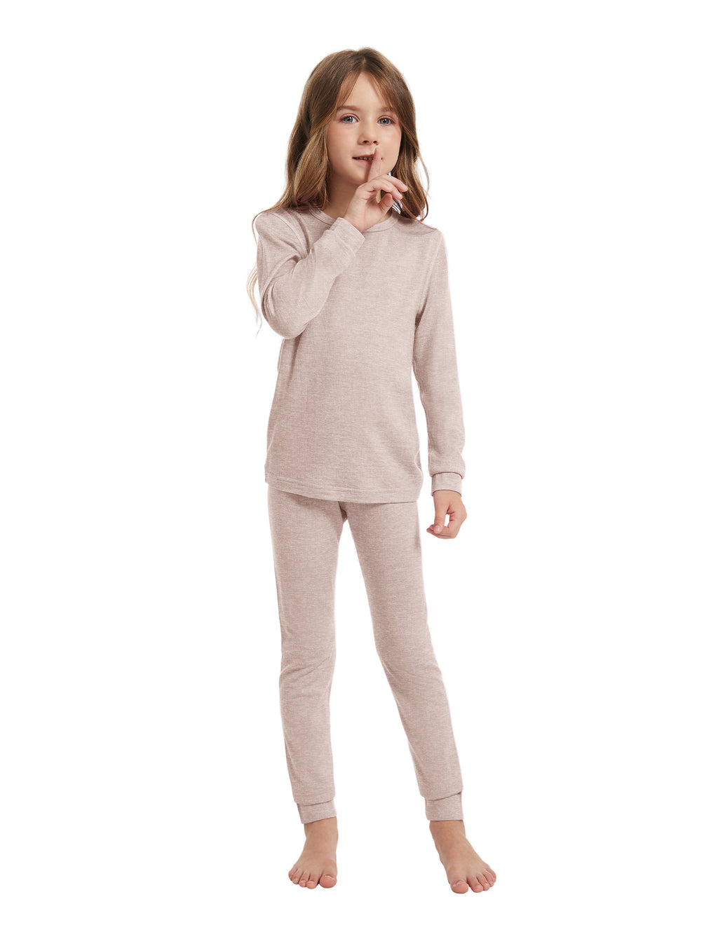 Woolcano Kid's 190g Merino Wool Unisex Base Layer Set Lightweight Thermal Underwear