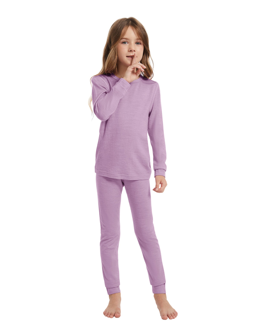 Woolcano Kid's 190g Merino Wool Unisex Base Layer Set Lightweight Thermal Underwear