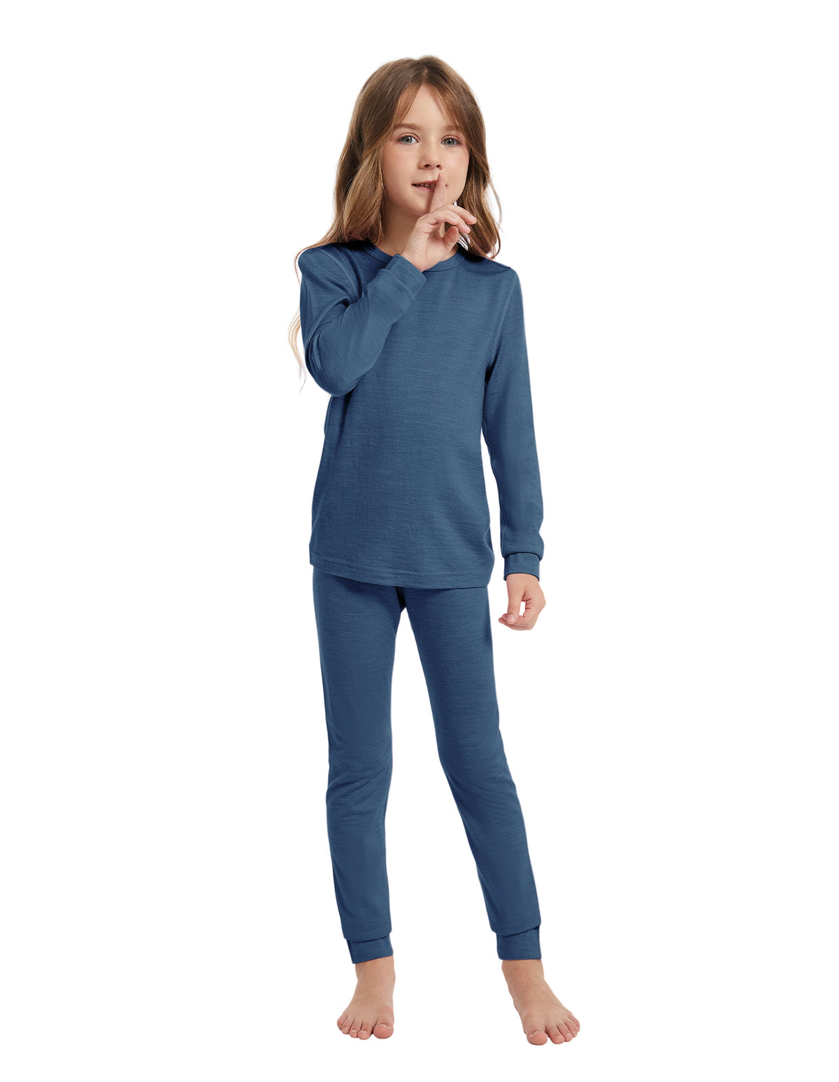 Woolcano Kid's 190g Merino Wool Unisex Base Layer Set Lightweight Thermal Underwear