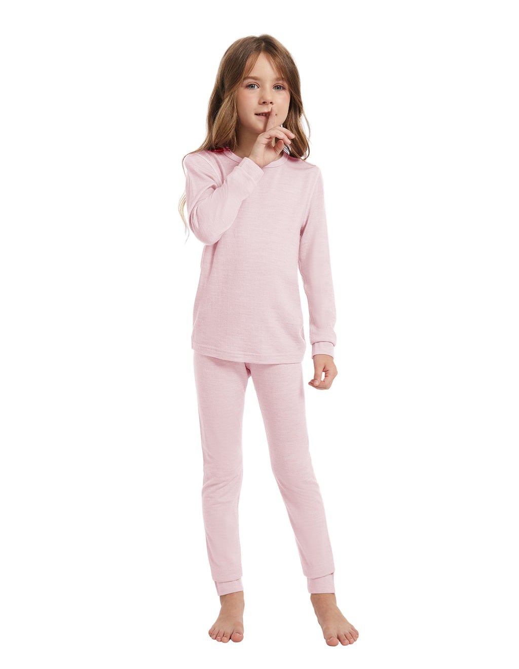Woolcano Kid's 190g Merino Wool Unisex Base Layer Set Lightweight Thermal Underwear