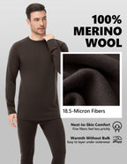 Woolcano Men’s 260g Merino Wool Base Layer Set Lightweight Thermal Underwear