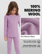 Woolcano Kid's 190g Merino Wool Unisex Base Layer Set Lightweight Thermal Underwear