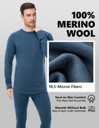 Woolcano Men’s 260g Merino Wool Base Layer Set Lightweight Thermal Underwear