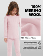 Woolcano Kid's 190g Merino Wool Unisex Base Layer Set Lightweight Thermal Underwear