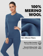 Woolcano Women's 190g Merino Wool Base Layer Set Lightweight Thermal Underwear