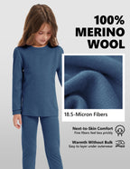 Woolcano Kid's 190g Merino Wool Unisex Base Layer Set Lightweight Thermal Underwear