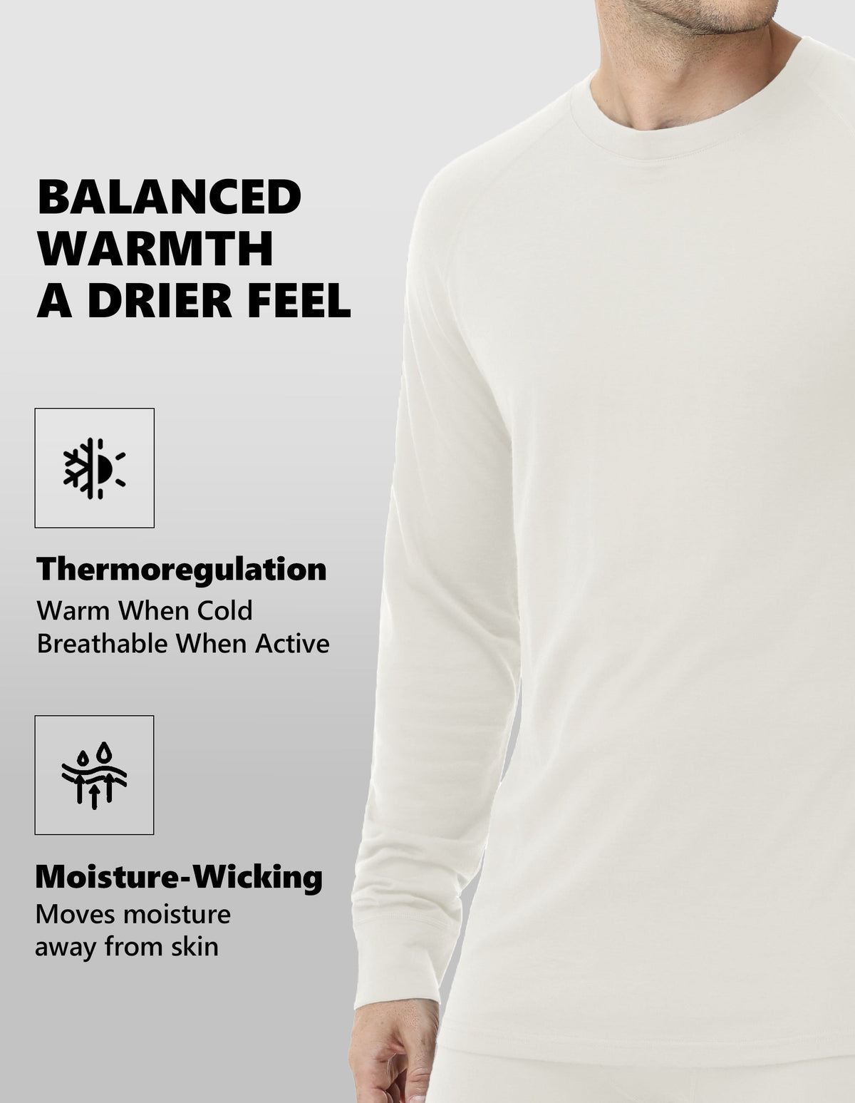 Woolcano Men’s 260g Merino Wool Base Layer Set Lightweight Thermal Underwear