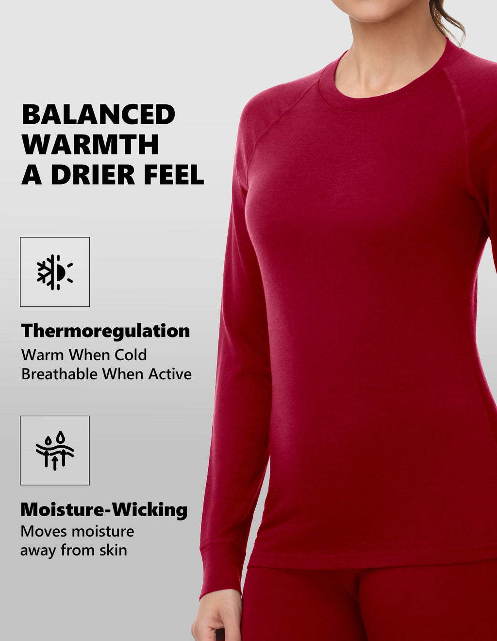 Woolcano Women's 190g Merino Wool Base Layer Set Lightweight Thermal Underwear