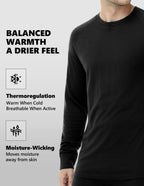Woolcano Men’s 260g Merino Wool Base Layer Top Lightweight Thermal Underwear Shirt