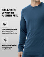 Woolcano Men’s 260g Merino Wool Base Layer Top Lightweight Thermal Underwear Shirt