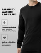 Woolcano Men’s 260g Merino Wool Base Layer Set Lightweight Thermal Underwear