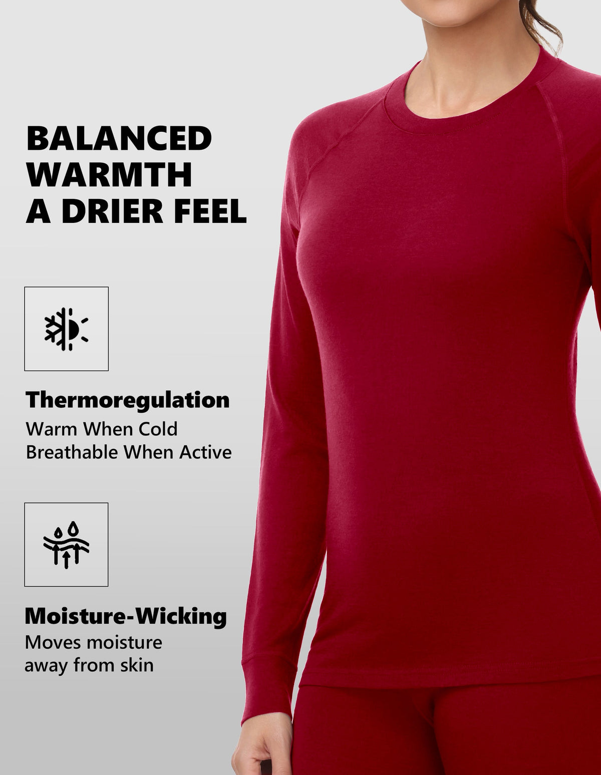 Woolcano Women's 260g Merino Wool Base Layer Set Lightweight Thermal Underwear