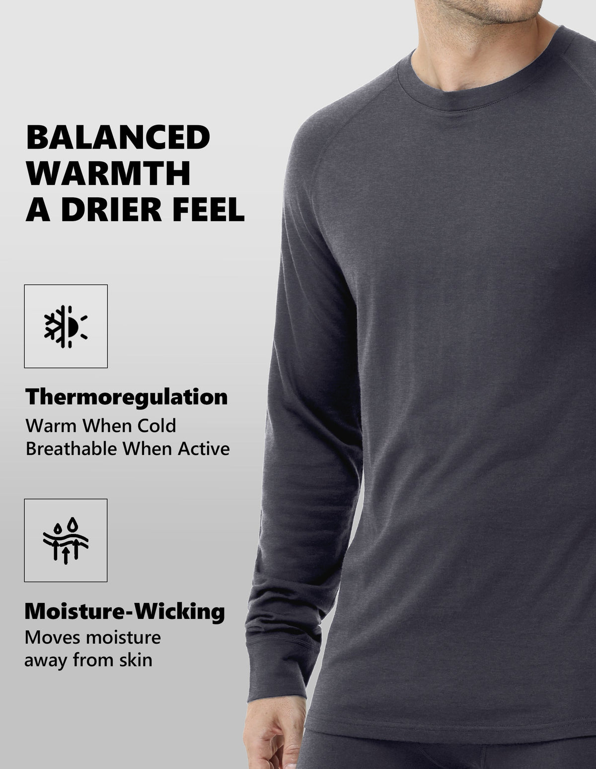 Woolcano Men’s 260g Merino Wool Base Layer Set Lightweight Thermal Underwear