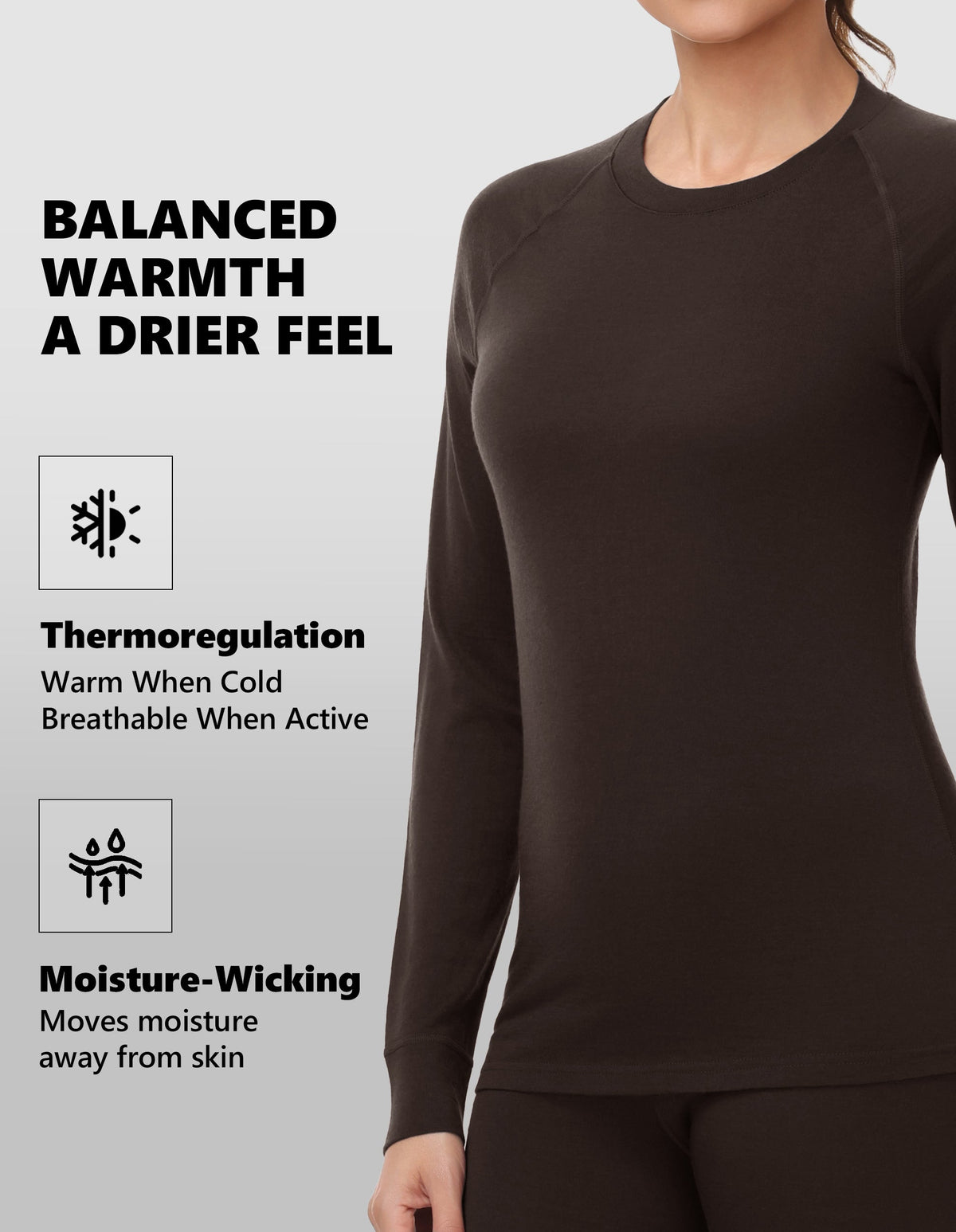 Woolcano Women's 190g Merino Wool Base Layer Set Lightweight Thermal Underwear