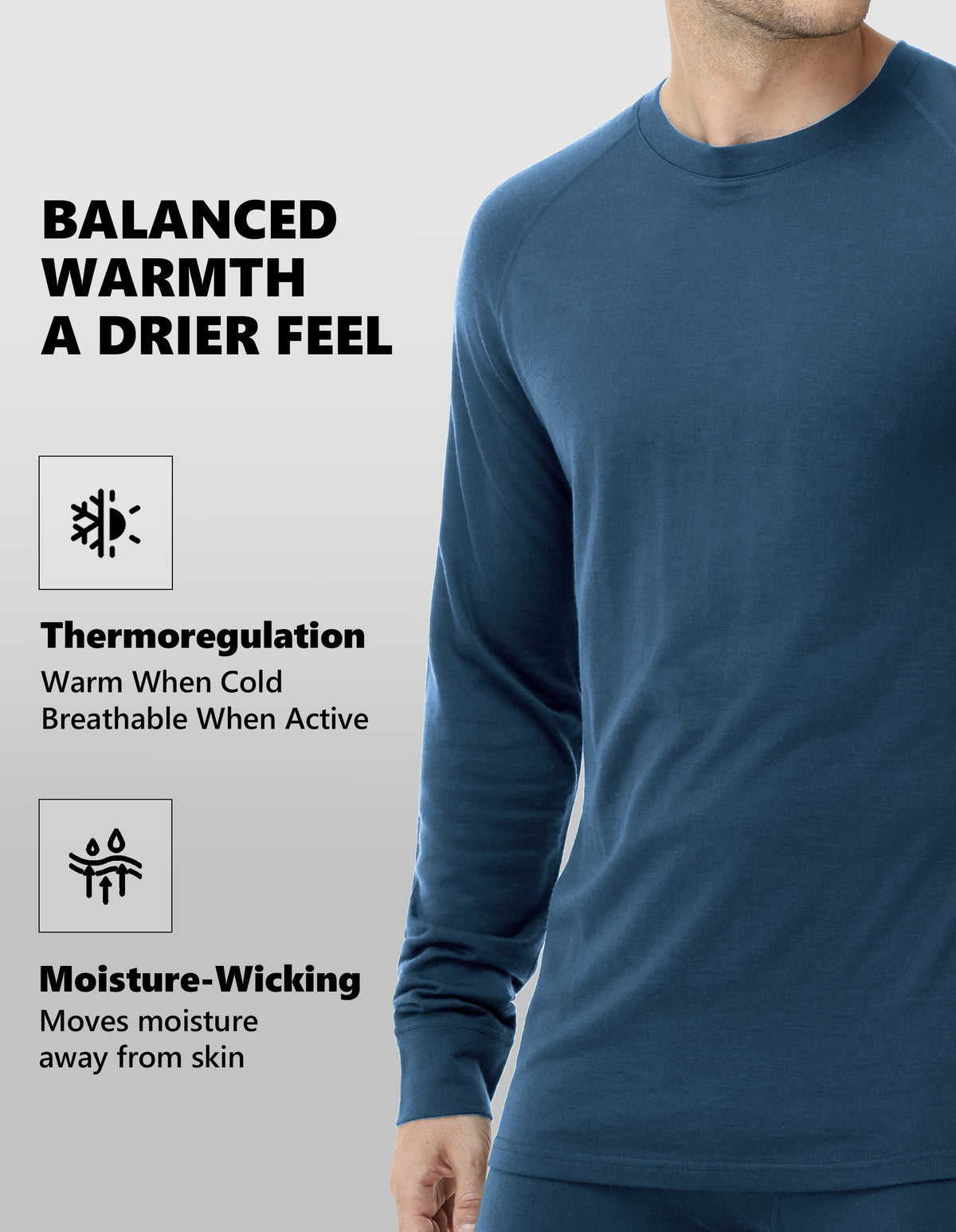 Woolcano Men’s 260g Merino Wool Base Layer Set Lightweight Thermal Underwear
