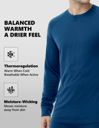 Woolcano Men’s 190g Merino Wool Base Layer Shirt Lightweight Thermal Underwear Top