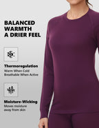 Woolcano Women's 190g Merino Wool Base Layer Set Lightweight Thermal Underwear