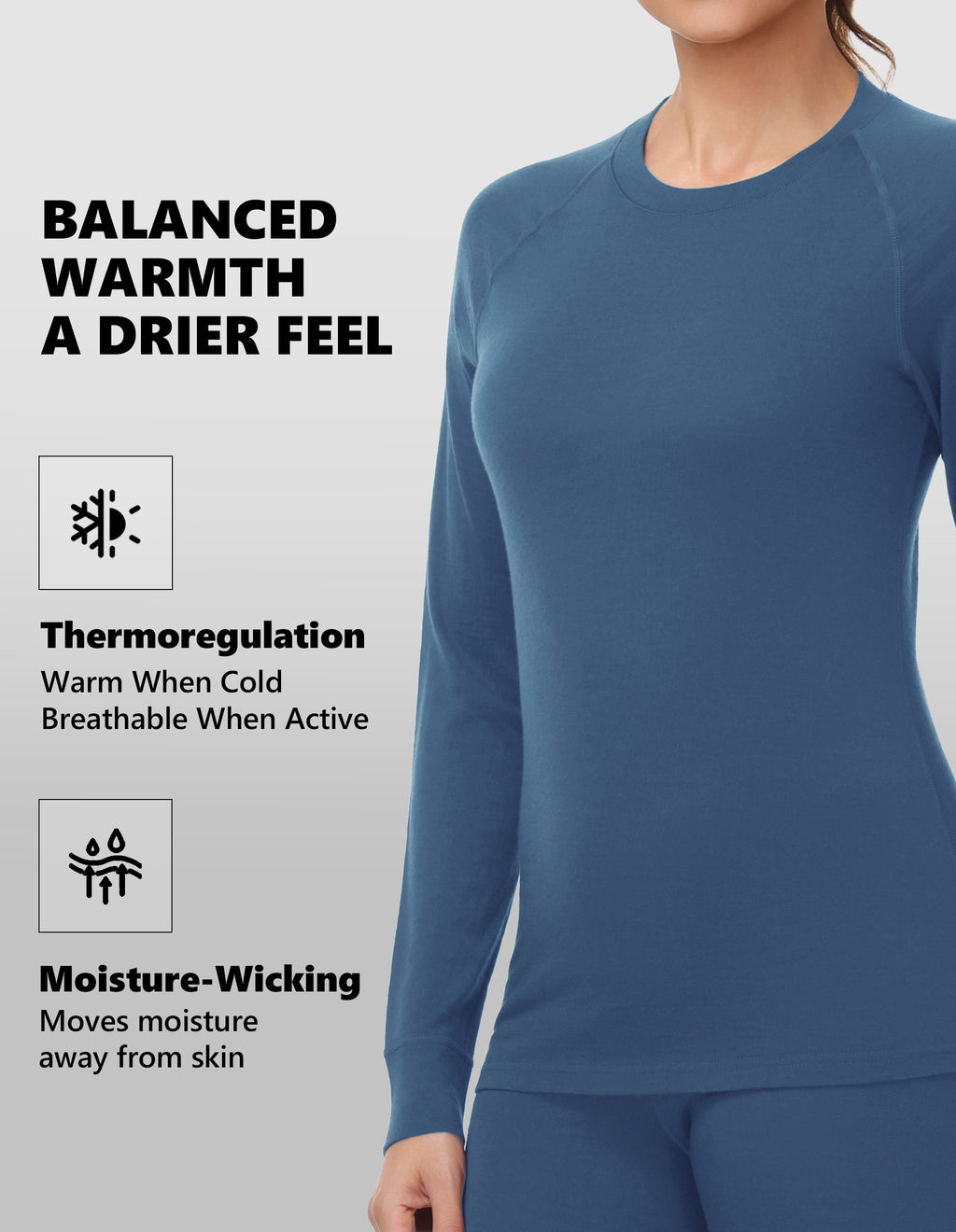 Woolcano Women's 190g Merino Wool Base Layer Set Lightweight Thermal Underwear