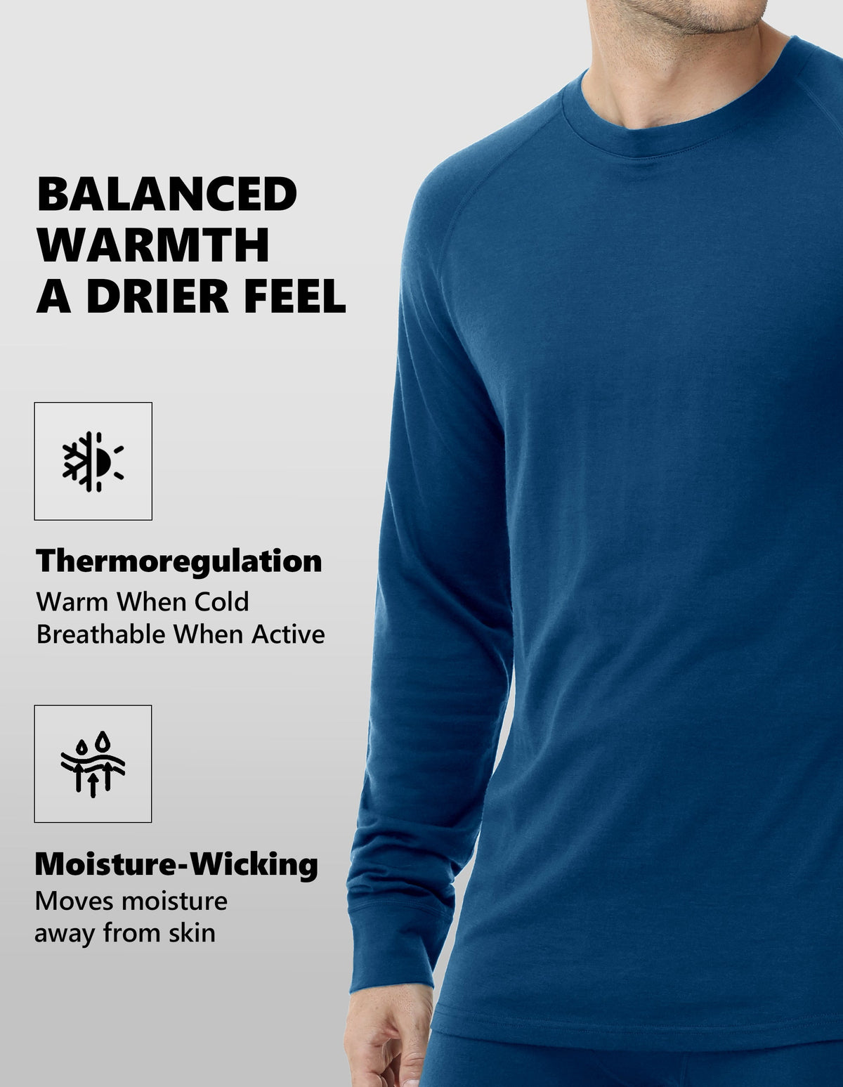 Woolcano Men’s 190g Merino Wool Base Layer Set Lightweight Thermal Underwear