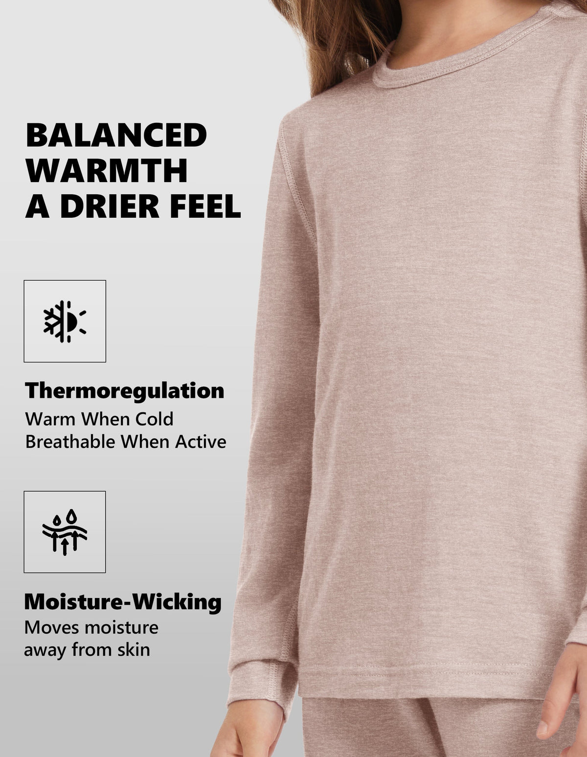Woolcano Kid's 190g Merino Wool Unisex Base Layer Set Lightweight Thermal Underwear