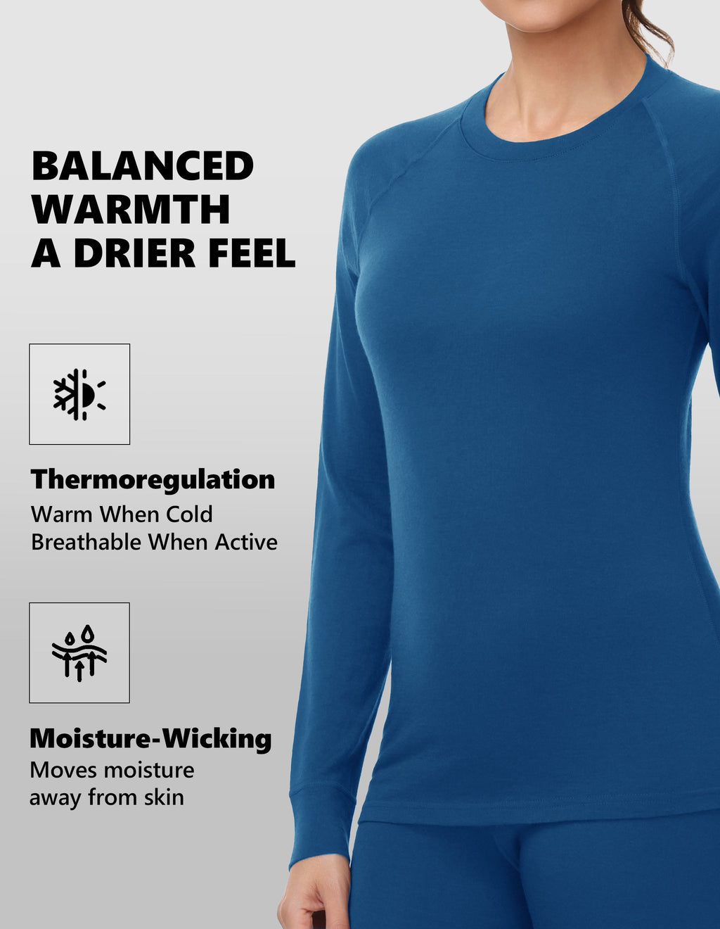 Woolcano Women's 190g Merino Wool Base Layer Set Lightweight Thermal Underwear