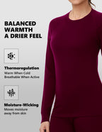 Woolcano Women's 190g Merino Wool Base Layer Set Lightweight Thermal Underwear