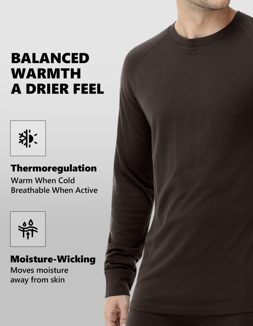 Woolcano Men’s 260g Merino Wool Base Layer Set Lightweight Thermal Underwear