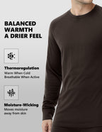 Woolcano Men’s 260g Merino Wool Base Layer Set Lightweight Thermal Underwear