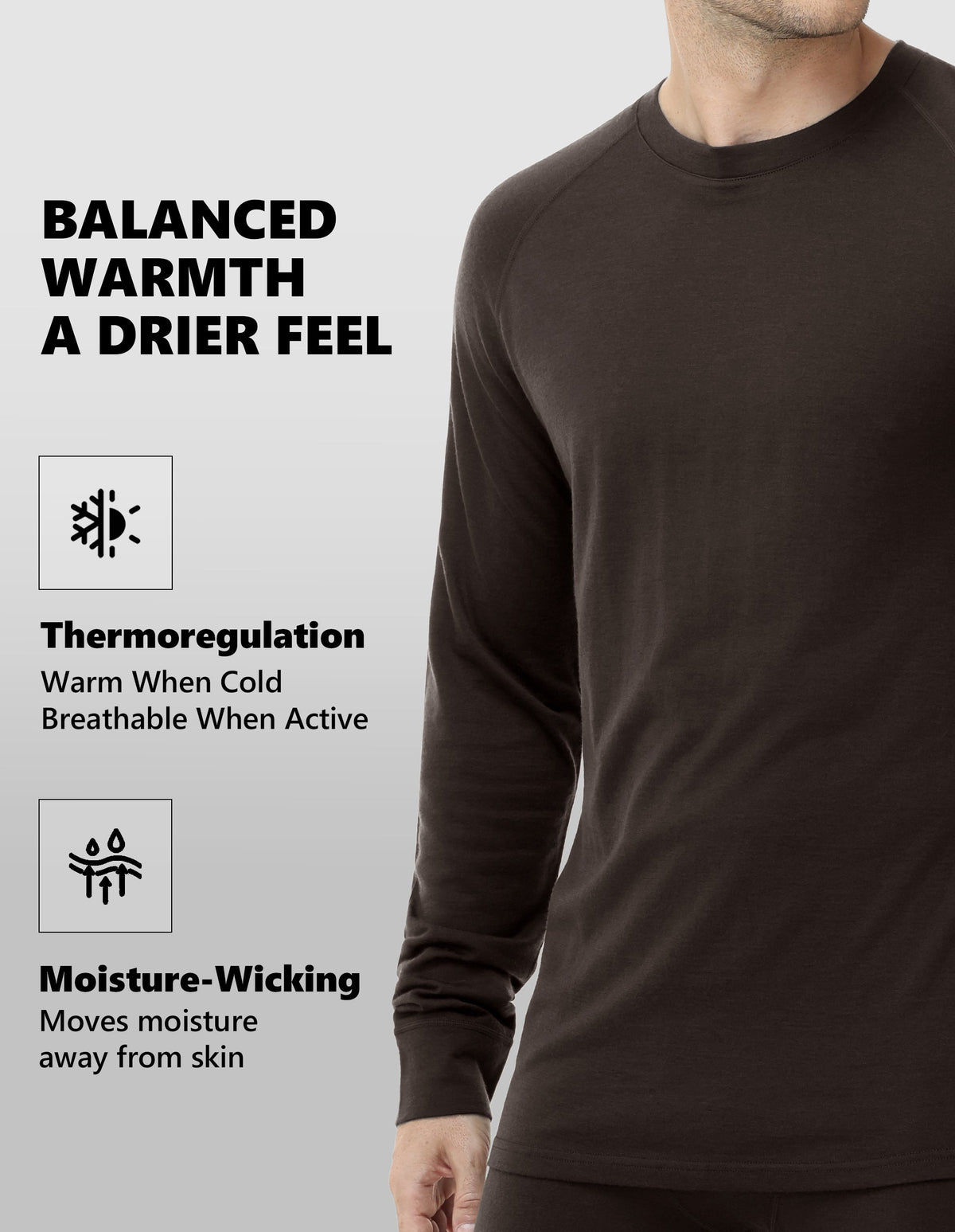 Woolcano Men’s 260g Merino Wool Base Layer Set Lightweight Thermal Underwear