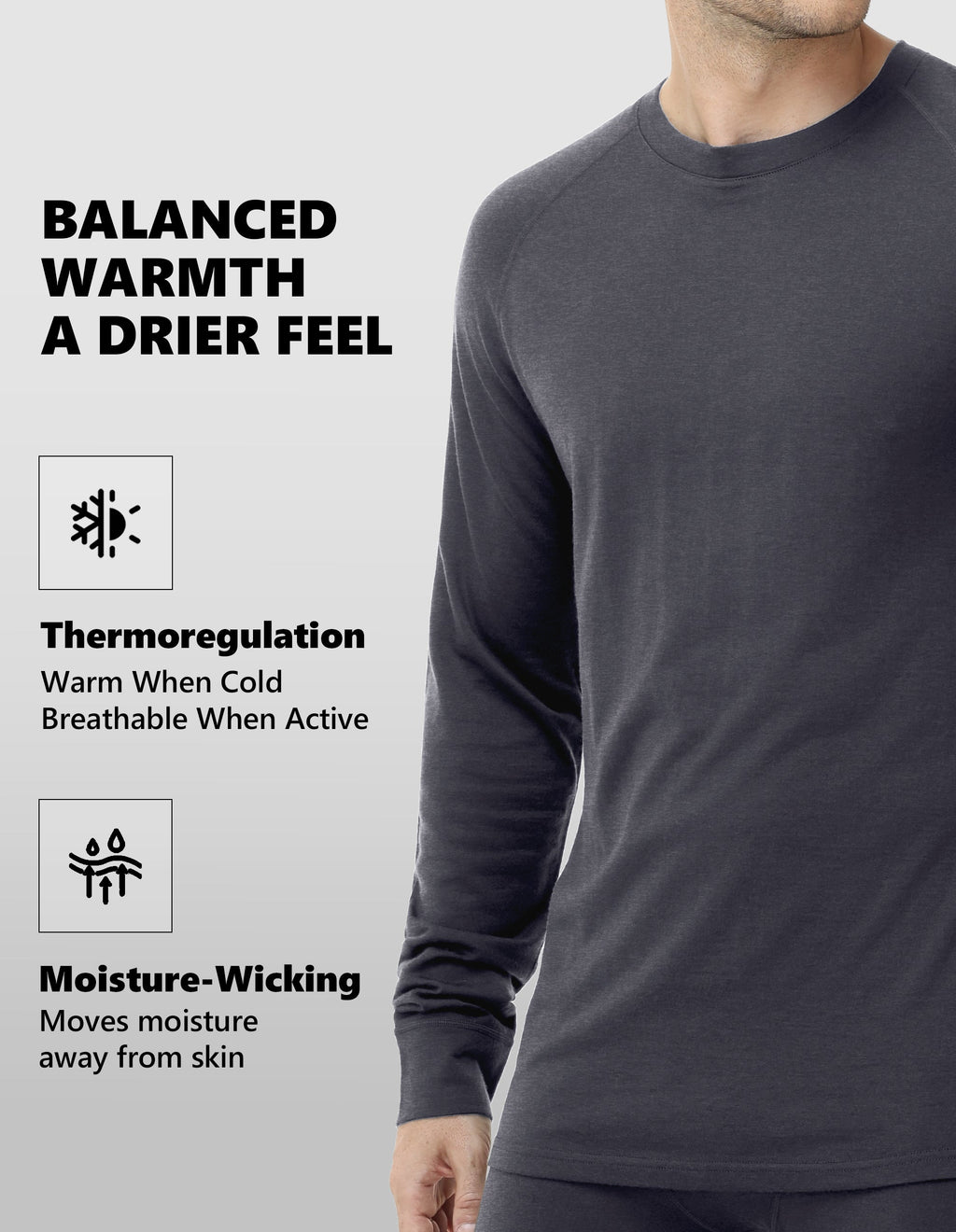 Woolcano Men’s 190g Merino Wool Base Layer Set Lightweight Thermal Underwear